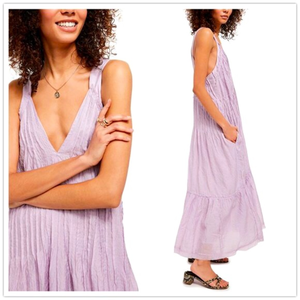 Free People Frankie Pintuck Maxi Dress. Lavender
